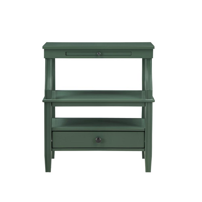 Vintage green storage nightstand by Start2Finish featuring a classic design with a drawer and storage space.