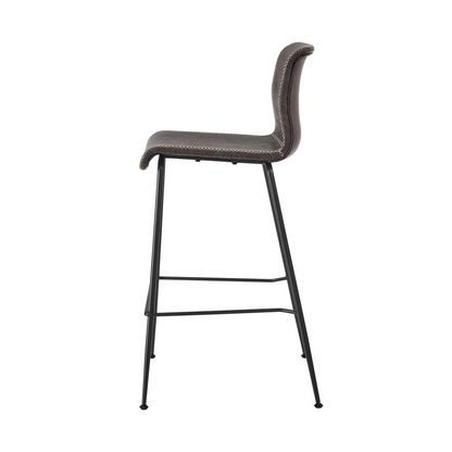 Set of two Jayden faux leather low back counter stools by Start2Finish, featuring sleek design and sturdy metal legs.