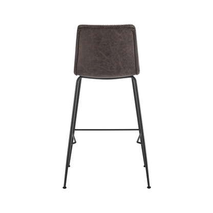 Pair of Jayden faux leather low back counter stools by Start2Finish with metal legs, ideal for modern kitchen or bar seating.