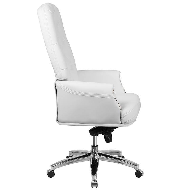 Start2Finish high back white ergonomic office chair with adjustable arms and swivel base for executive comfort and support