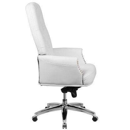 Start2Finish high back white ergonomic office chair with adjustable arms and swivel base for executive comfort and support