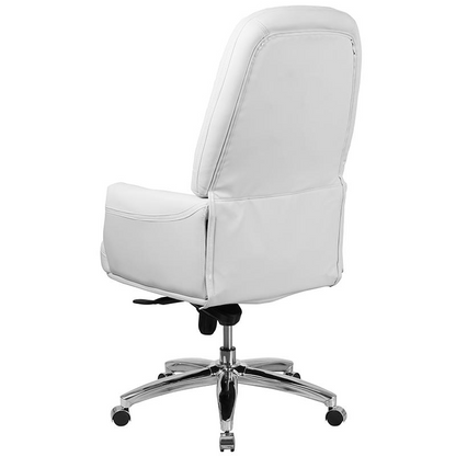 White high back ergonomic office chair with armrests from Start2Finish, featuring swivel functionality and multifunctional design.