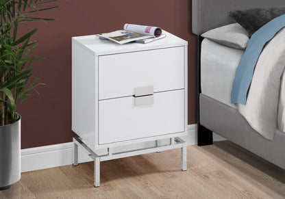 Jade 23.5-inch particle board and chrome metal accent table with modern design, suitable for living room or bedroom decor.