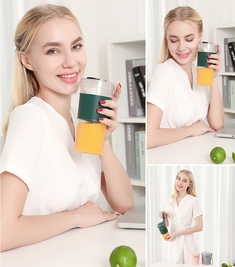 Mini USB rechargeable portable electric fruit juicer by Maroon Asteria, compact kitchen gadget for fresh juice on the go.
