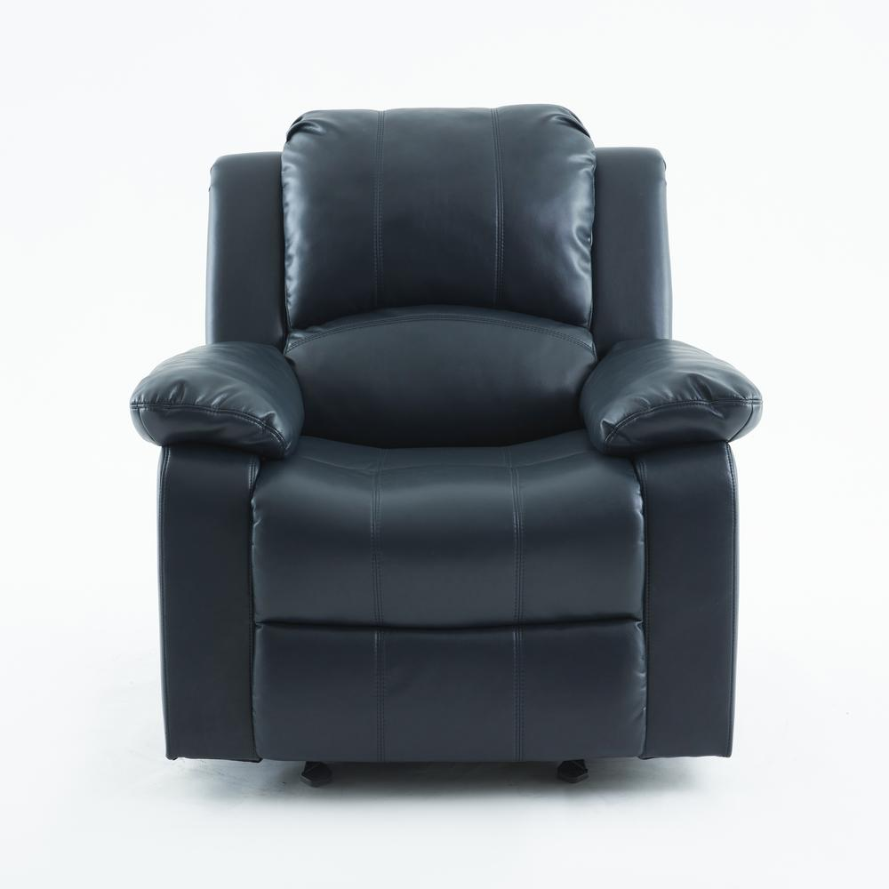 Start2Finish Clifton Midnight Blue Leather Gel Glider Rocker Recliner showing plush upholstery and ergonomic design.