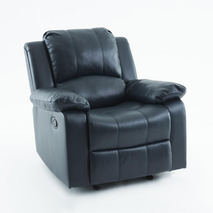 Clifton Midnight Blue leather gel glider rocker recliner by Start2Finish with plush cushioning and smooth reclining mechanism.