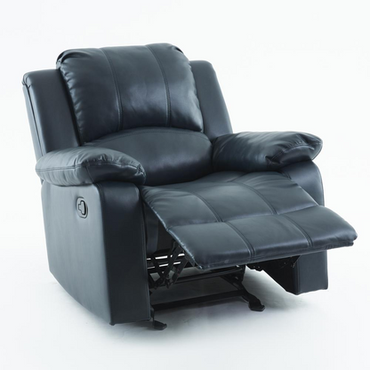 Clifton Midnight Blue Leather Gel Glider Rocker Recliner by Start2Finish showcasing plush cushioning and smooth reclining mechanism