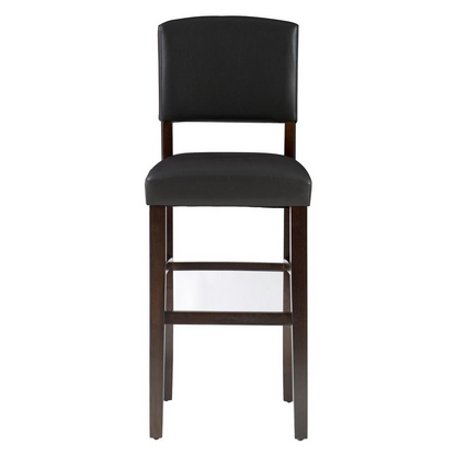 Start2Finish Monaco Bar Stool in espresso finish, featuring a sleek wooden seat and sturdy metal legs for modern kitchen or bar area.