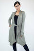 Light weight waist tie cardigan by Yellow Hera, showing soft fabric, tied waist, and long sleeves.