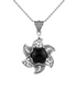 Sterling silver filigree lotus flower pendant necklace with black onyx gemstone, elegant jewelry by Start2Finish.