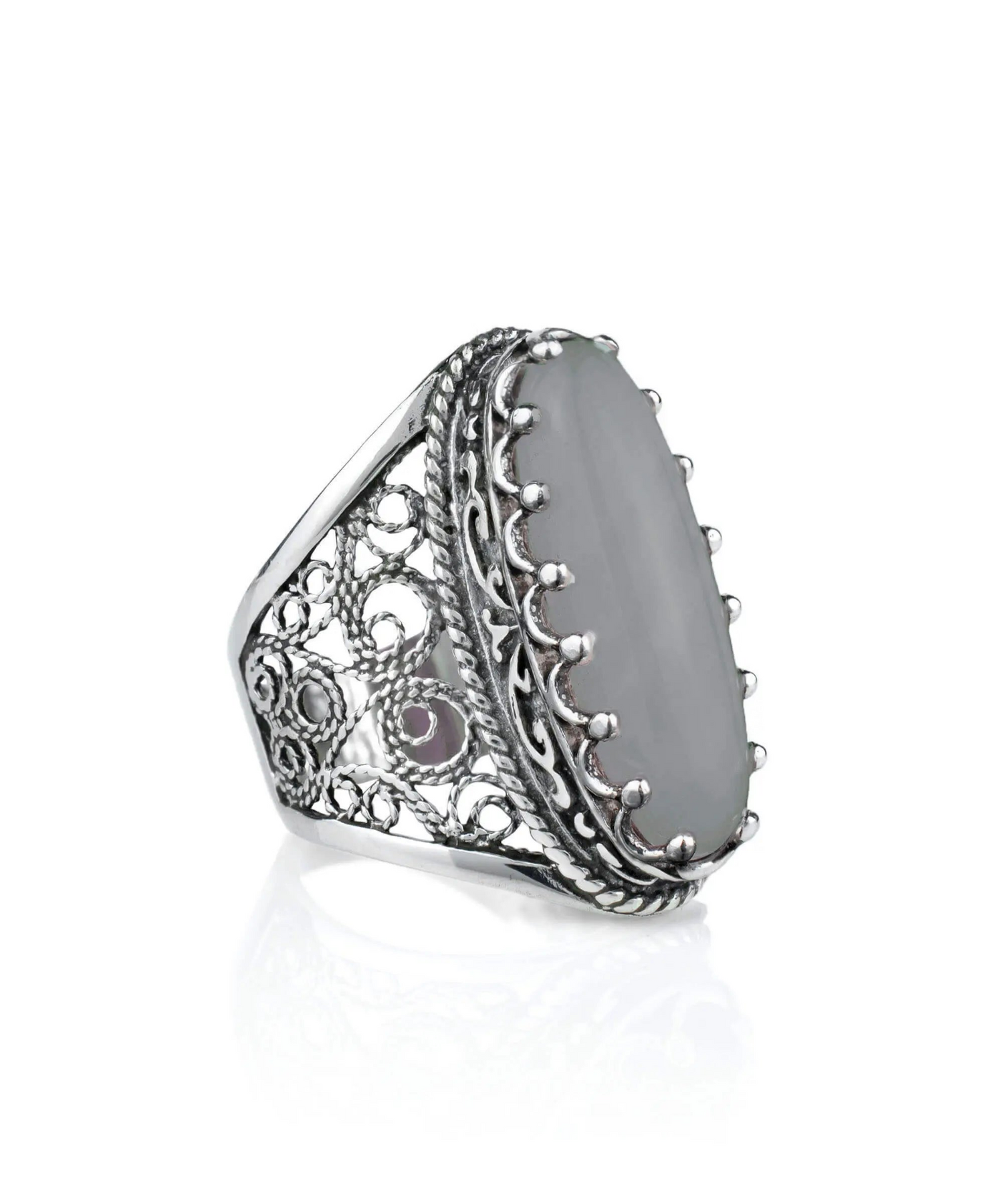 Gray moonstone gemstone silver women&