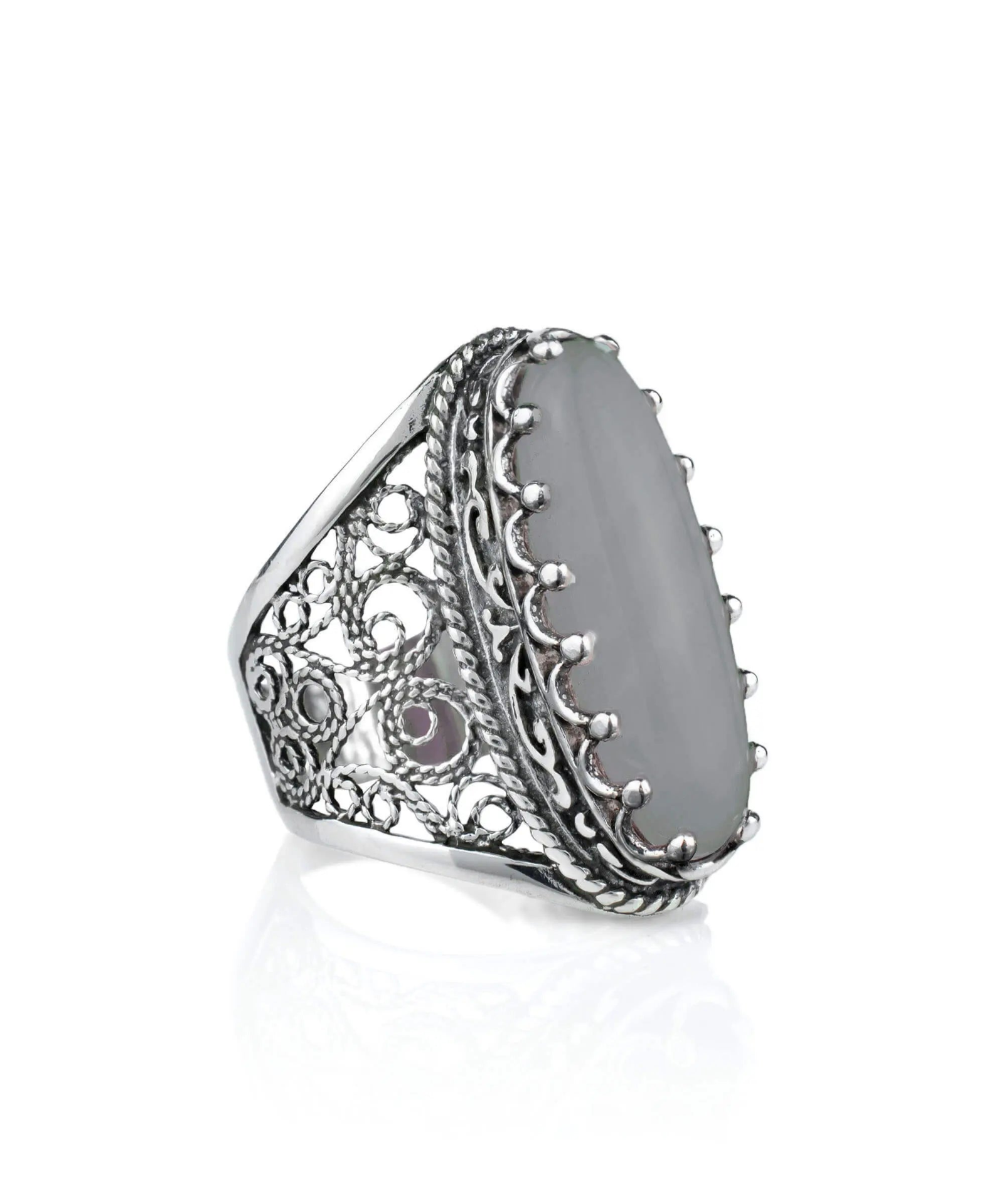 Gray moonstone gemstone silver women&