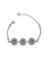 Silver link bracelet with intricate filigree design and emerald gemstones for women, crafted by Start2Finish jewelry brand.