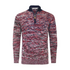 Start2Finish cashmere half zip sweater in melange red, navy, and white with a high collar and cozy knit texture.