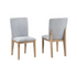 Set of 2 Gray linen and oak finish dining chairs by Start2Finish featuring modern design and wooden legs.