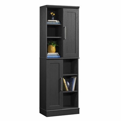 Start2Finish HomePlus Storage Cabinet in Raven Oak finish, modern furniture piece with multiple compartments and sleek wood grain design.