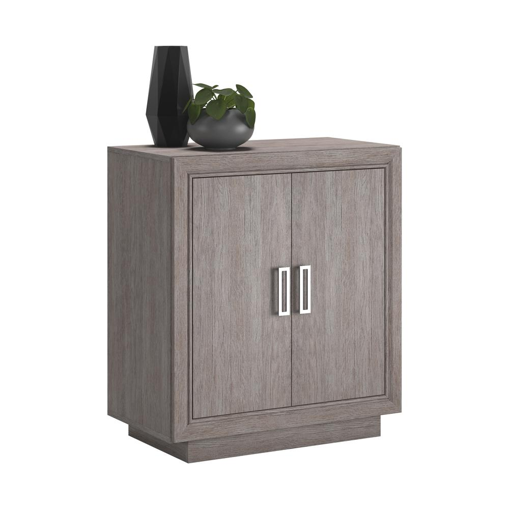 Start2Finish Hayes garden storage cabinet in ash oak finish with double doors and metal handles, ideal for outdoor organization.