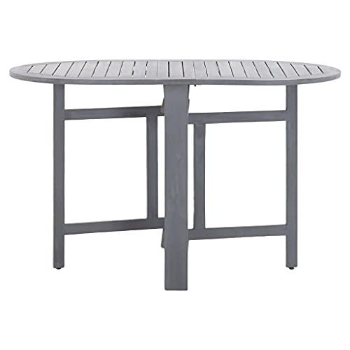 Gray solid acacia wood dining table by Start2Finish, medium size, foldable design, showcasing the sturdy wooden surface and foldable feature.