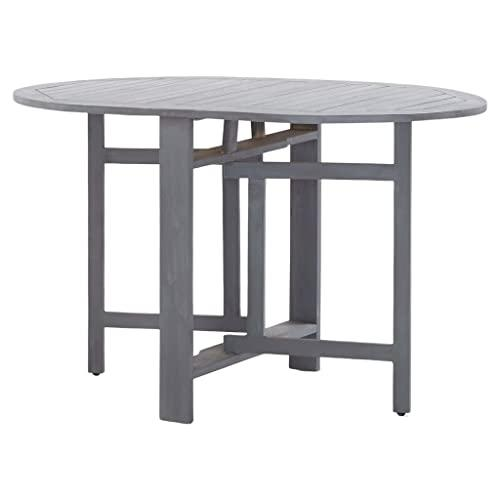 Grey solid acacia wood dining table by Start2Finish, medium size, foldable design, suitable for versatile dining spaces.
