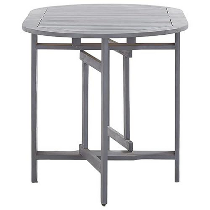 Medium foldable dining table made of grey solid acacia wood by Start2Finish, showcasing its natural wood grain and compact design.
