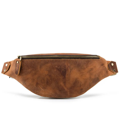 Start2Finish Wagner leather waist bag with full grain leather, versatile fanny pack accessory shown in the image.
