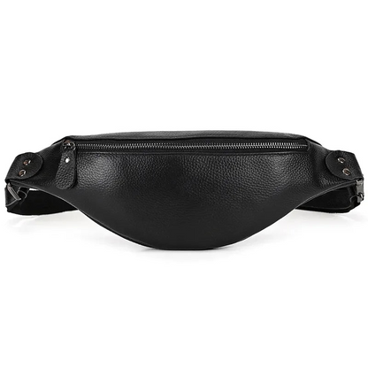 Black leather waist bag from Start2Finish, The Walcott Leather Fanny Pack, featuring a compact, stylish accessories design.
