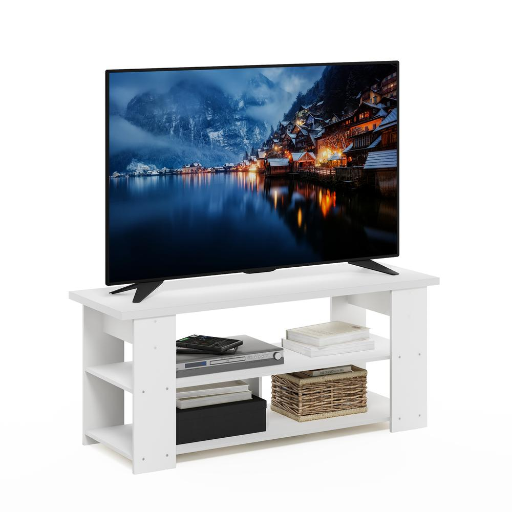 White JAYA TV stand for up to 55-inch TVs, modern furniture piece by Start2Finish with sleek design and ample storage space.