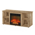 Start2Finish Jensen Entertainment Center TV stand with fireplace in Flagstaff Oak finish, showcasing spacious storage and modern design.