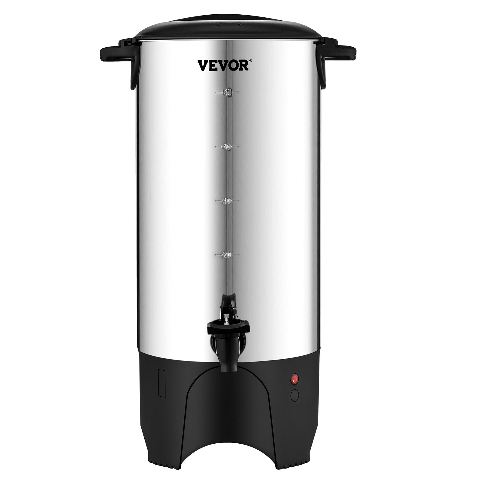 Start2Finish VEVOR commercial coffee urn with stainless steel body, 50-cup capacity, 1000W electric coffee dispenser, silver color