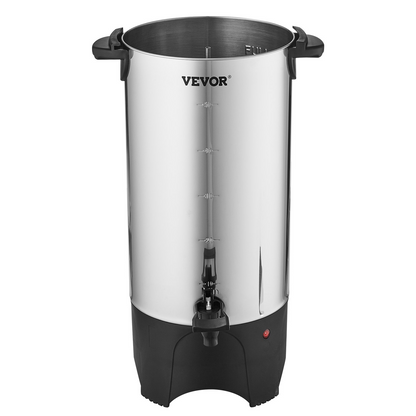 Start2Finish VEVOR commercial coffee urn with stainless steel finish, 50-cup capacity, electric coffee and hot water dispenser