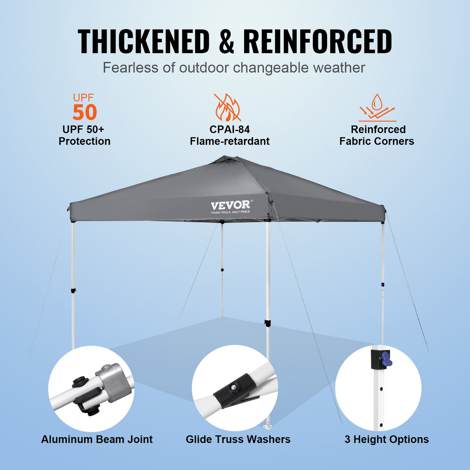 Start2Finish VEVOR 10x10 ft pop-up canopy tent with silver-coated tarp, portable roller bag, and sandbags for outdoor events and camping.