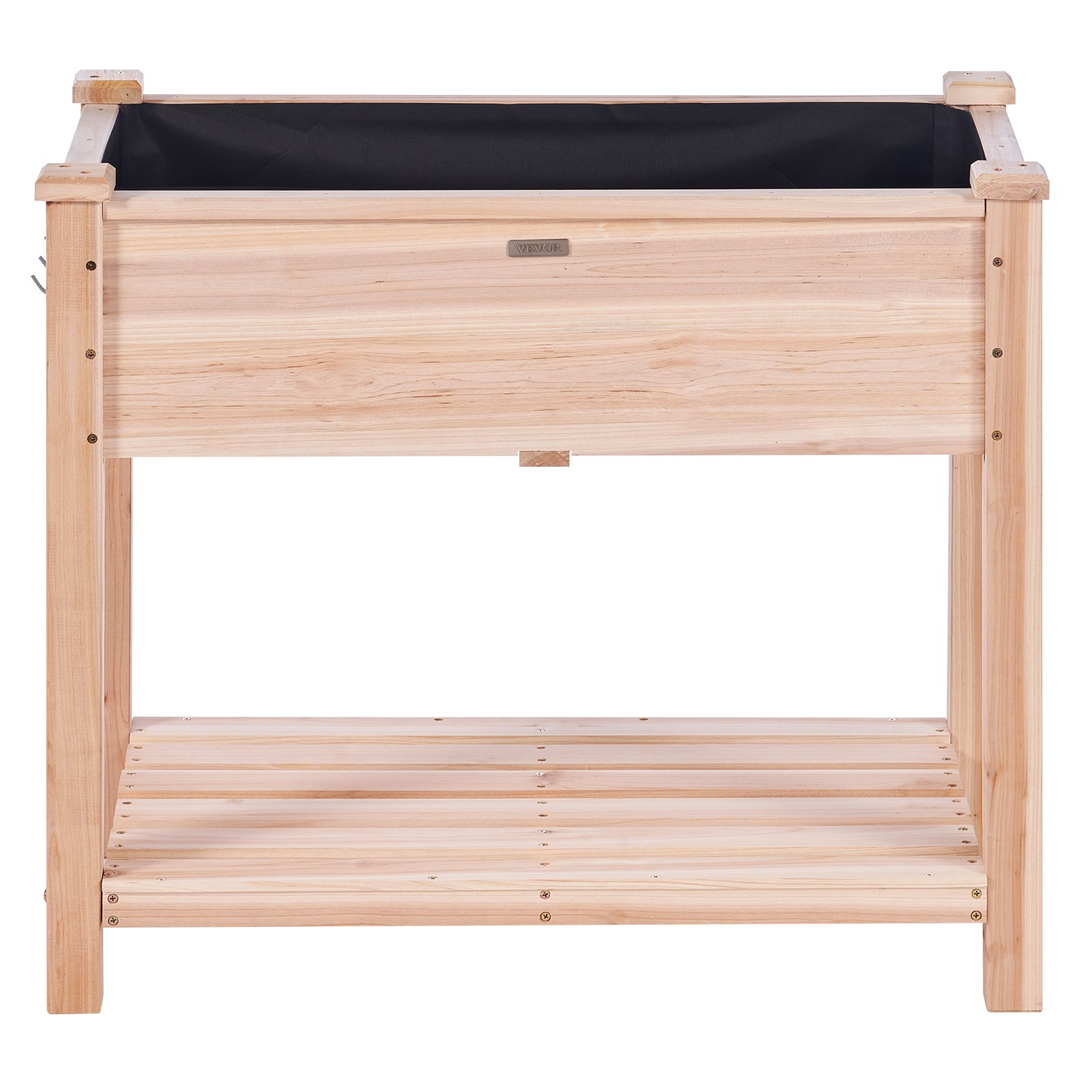 Start2Finish VEVOR raised wooden garden bed, 34x18x30 inches, elevated outdoor planter box for flowers, vegetables, herbs.