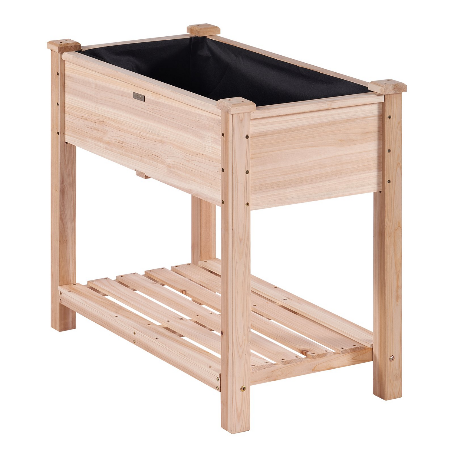 Start2Finish VEVOR Raised Garden Bed, 34x18x30-inch wooden planter box with legs for outdoor flowers, vegetables, herbs.