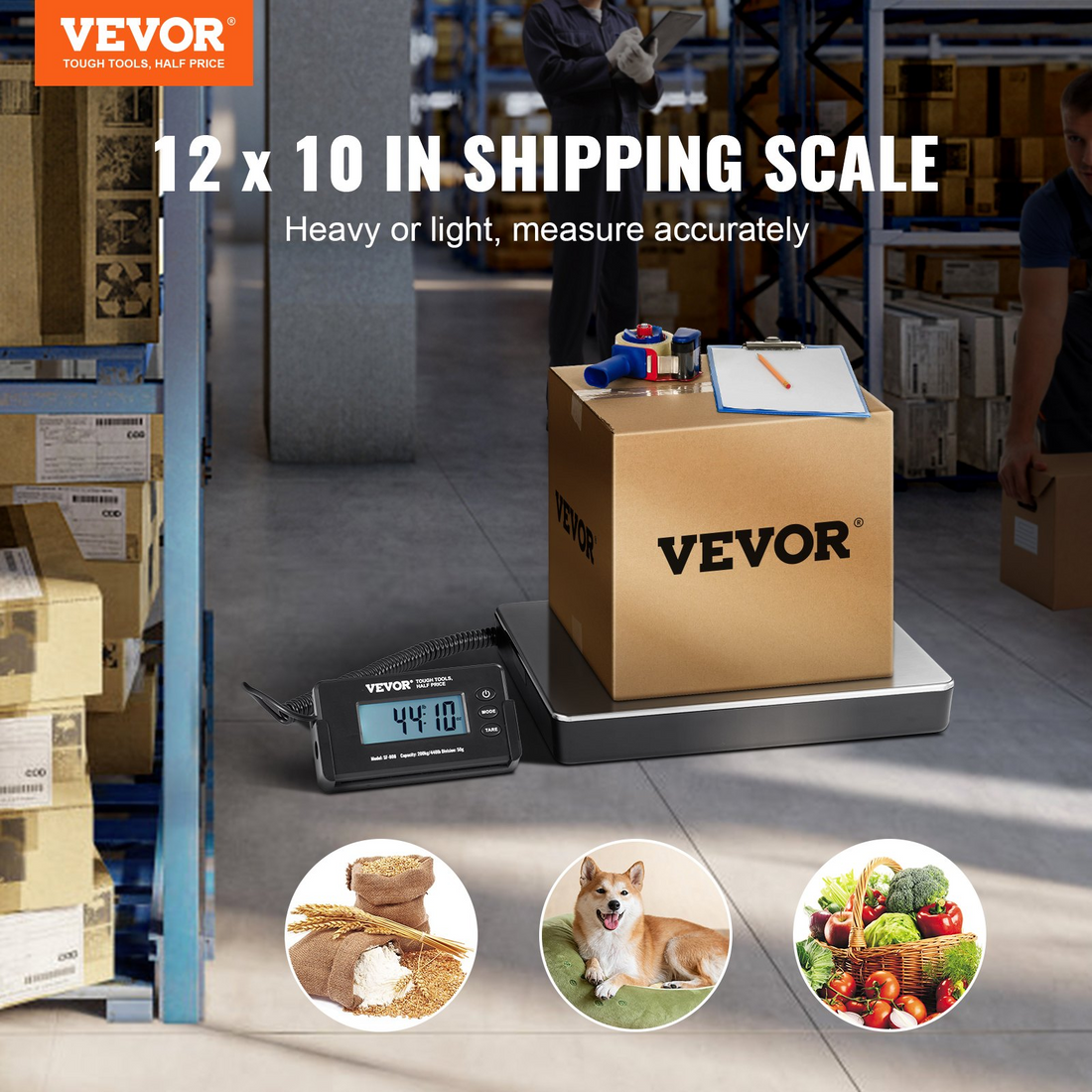 Start2Finish VEVOR digital shipping scale displaying weight on large LCD screen for postal, luggage, or office use