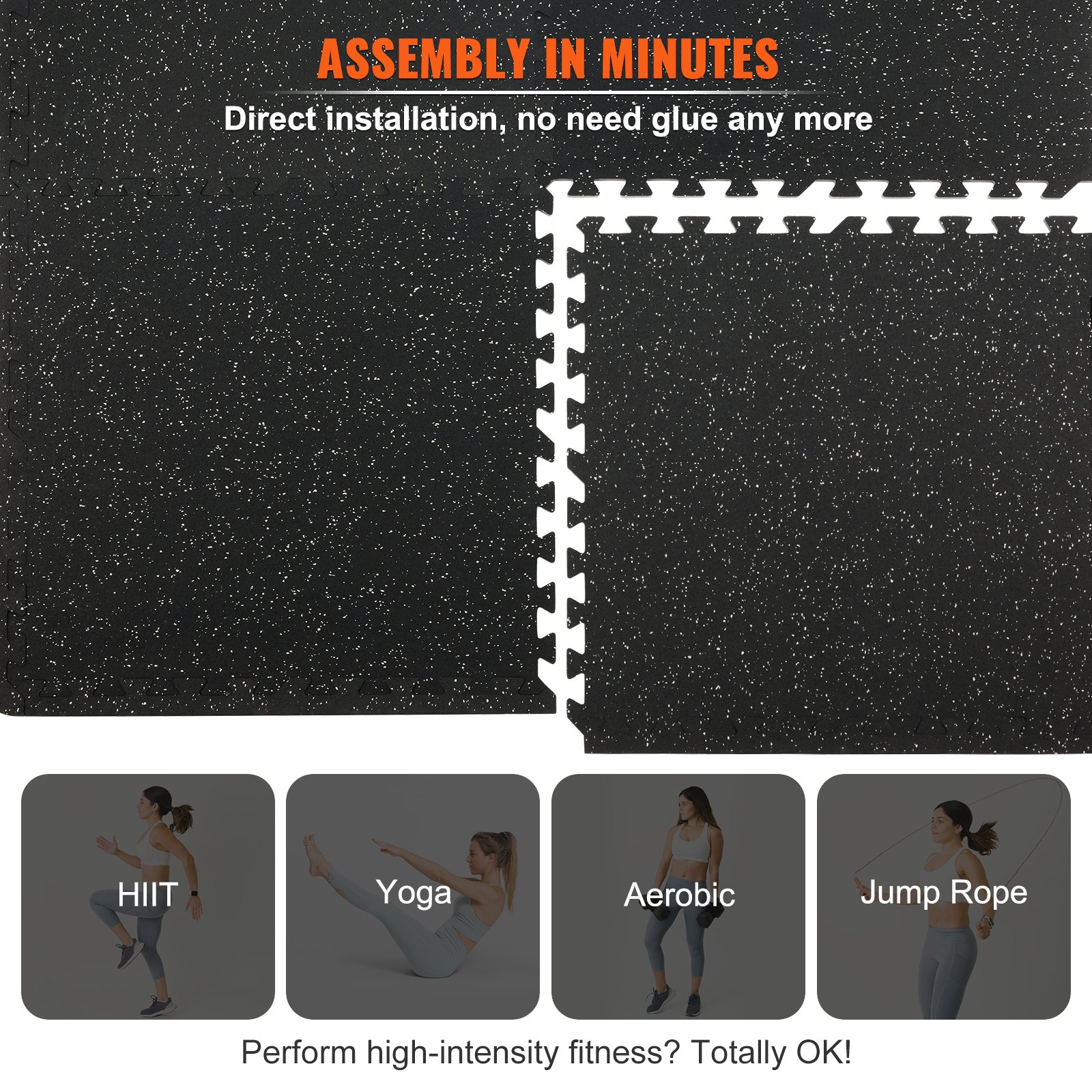 Start2Finish VEVOR EVA foam interlocking puzzle floor mats, 24x24 inches, thickened exercise mats for gym, workout, and fitness flooring
