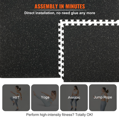 Start2Finish VEVOR EVA foam interlocking puzzle floor mats, 24x24 inches, thickened exercise mats for gym, workout, and fitness flooring