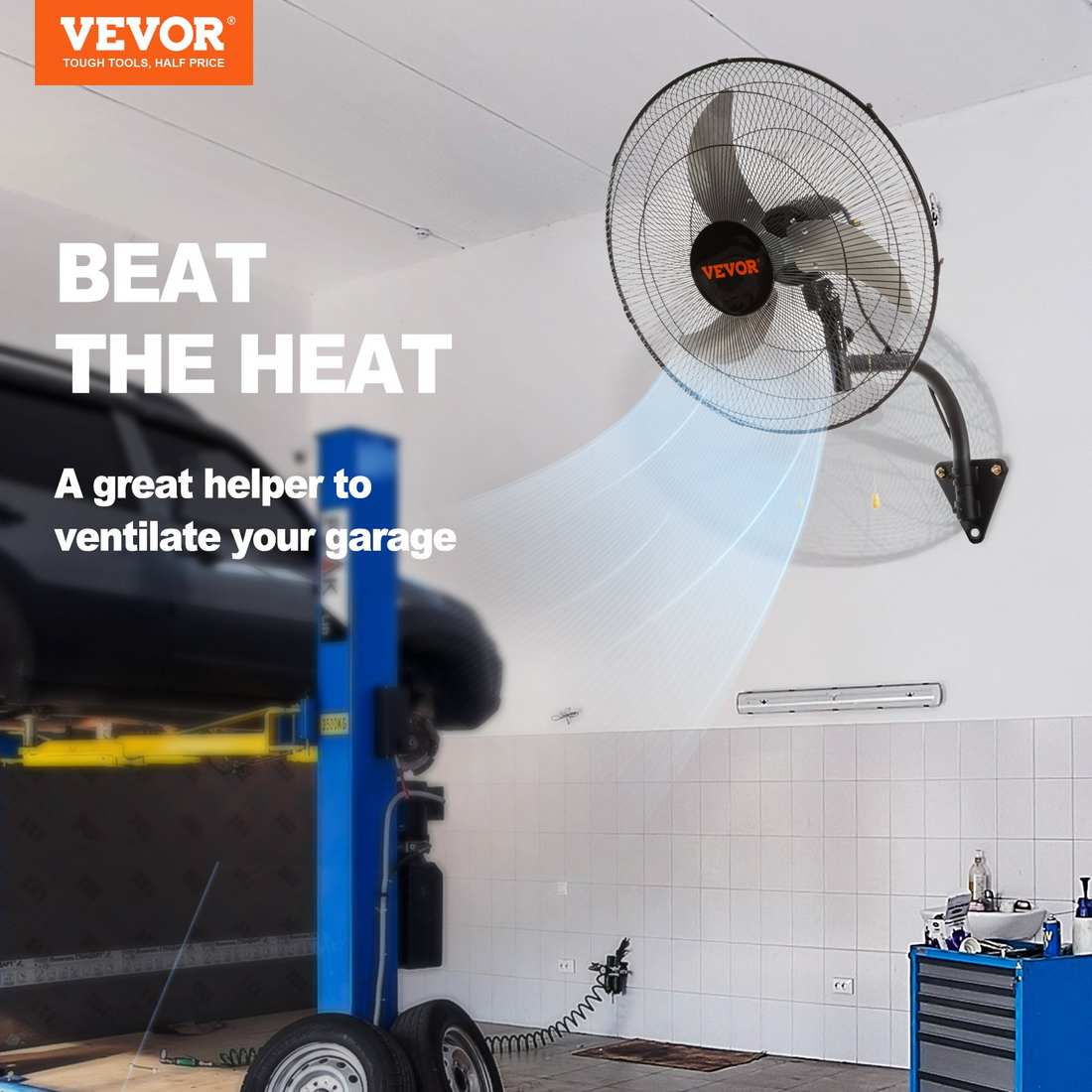 Start2Finish 18-inch black industrial wall fan with 3-speed oscillation and high velocity, ideal for commercial and residential spaces.