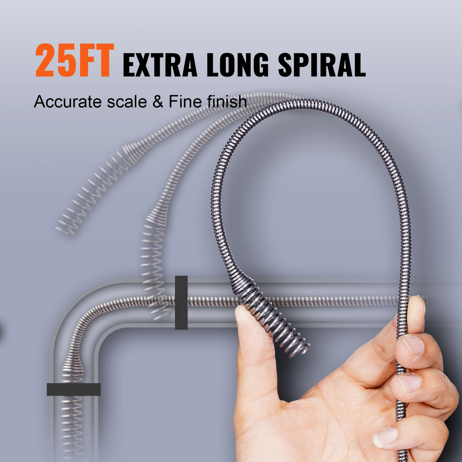 Start2Finish VEVOR 25Ft drain auger with drill attachment, plumbing snake for kitchen, bathroom, shower drain cleaning.