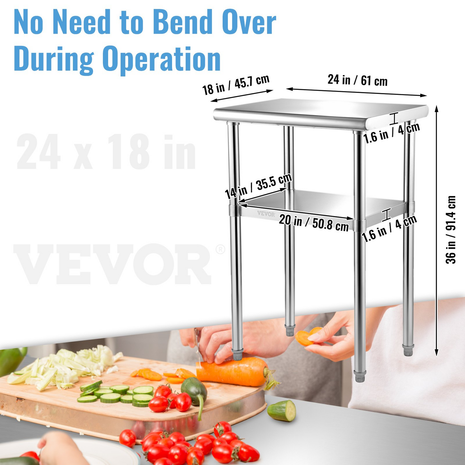 Start2Finish stainless steel prep table with adjustable undershelf, heavy-duty work surface, 24x18x36 inches for commercial kitchens.