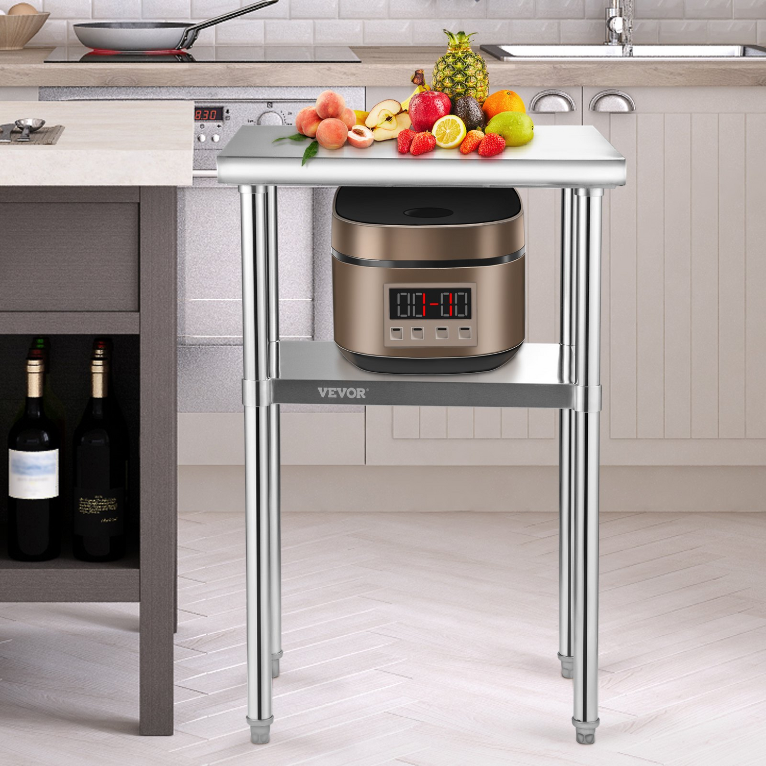 Start2Finish stainless steel prep table with adjustable undershelf, 24x18x36 inches, heavy-duty work surface for commercial kitchens.