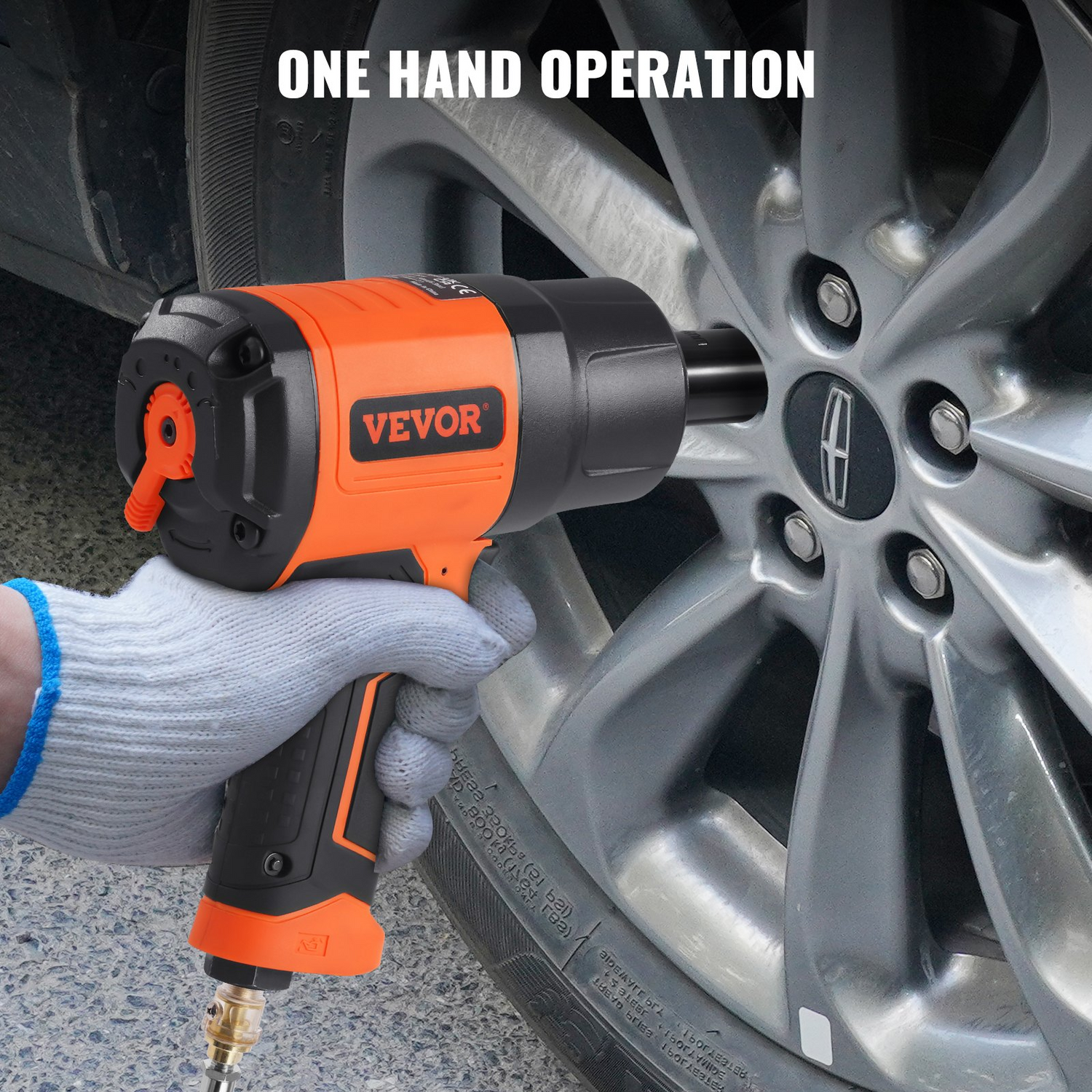 Vevor 1/2-inch air impact wrench with high torque, lightweight design, and 11-piece impact socket set in carrying case.