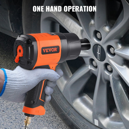 Vevor 1/2-inch air impact wrench with high torque, lightweight design, and 11-piece impact socket set in carrying case.