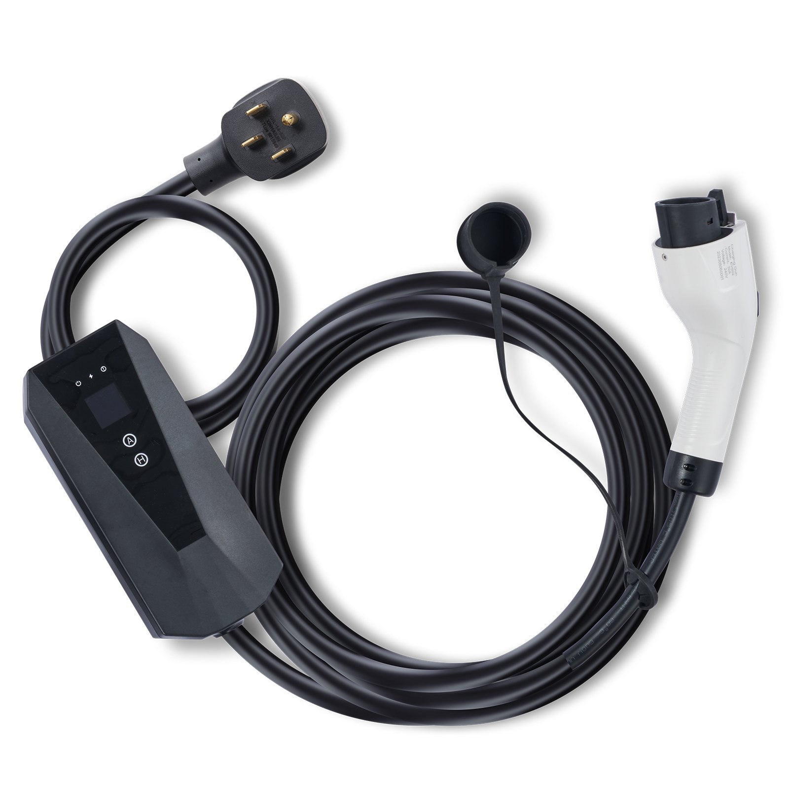 Start2Finish VEVOR Level 2 portable electric vehicle charger with 28 ft cable, 240V, 32A, NEMA 14-50P plug for SAE J1772 EVs.