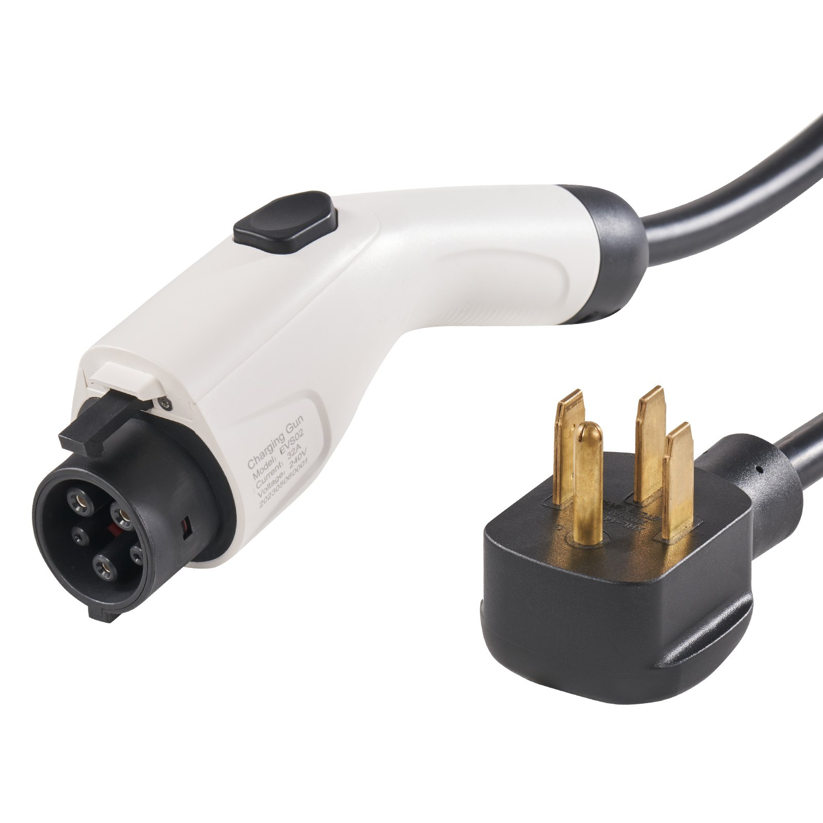 Start2Finish VEVOR Level 2 portable EV charger with 32A, 240V, 28 ft cable, NEMA 14-50P plug, for SAE J1772 compatible EVs.