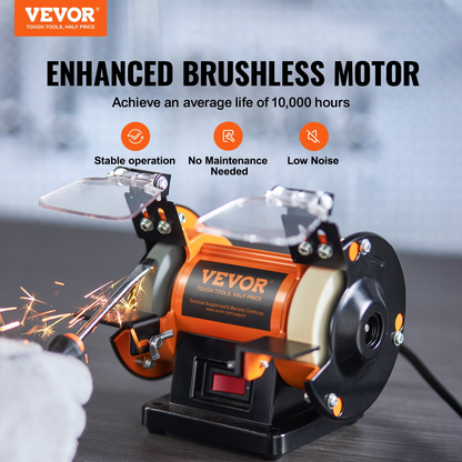 Start2Finish VEVOR jewelry polisher with wool, fiber, and grinding wheels, bench grinder and tools for polishing and buffing jewelry.