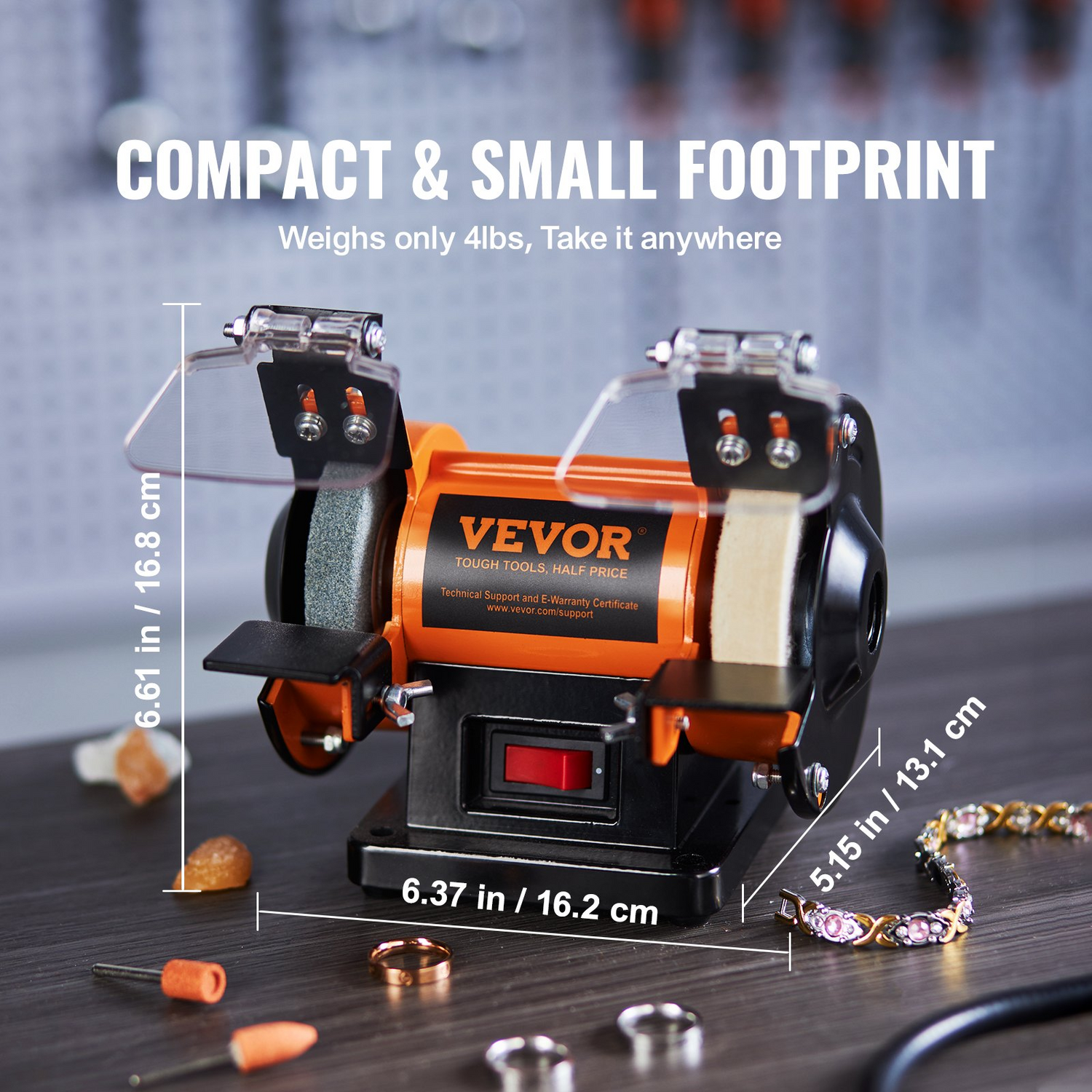 Start2Finish VEVOR jewelry polisher with wool, abrasive, and grinding wheels, bench grinder polishing and buffing machine with tools