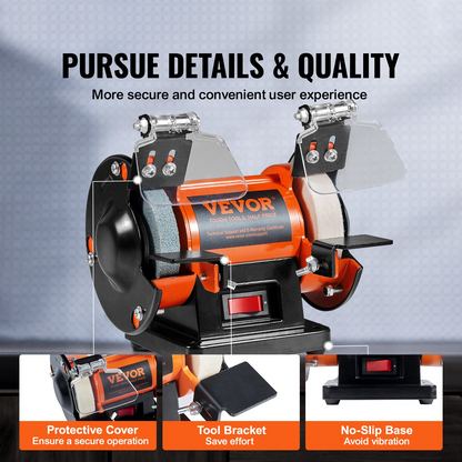 Start2Finish VEVOR Jewelry Polisher bench grinder with wool, abrasive, and grinding wheels, plus tools for polishing and buffing jewelry.