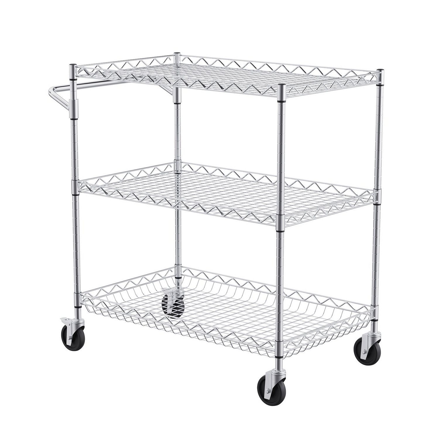 Start2Finish VEVOR kitchen utility cart with 3 wire tiers, steel frame, curved handle, hooks, and 661LBS capacity for indoor or outdoor use.