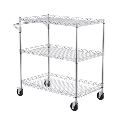 Start2Finish VEVOR kitchen utility cart with 3 wire tiers, steel frame, curved handle, hooks, and 661LBS capacity for indoor or outdoor use.
