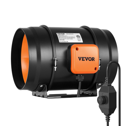Start2Finish VEVOR 8-inch inline duct fan with variable speed controller, quiet AC motor for ventilation, cooling, and grow tents